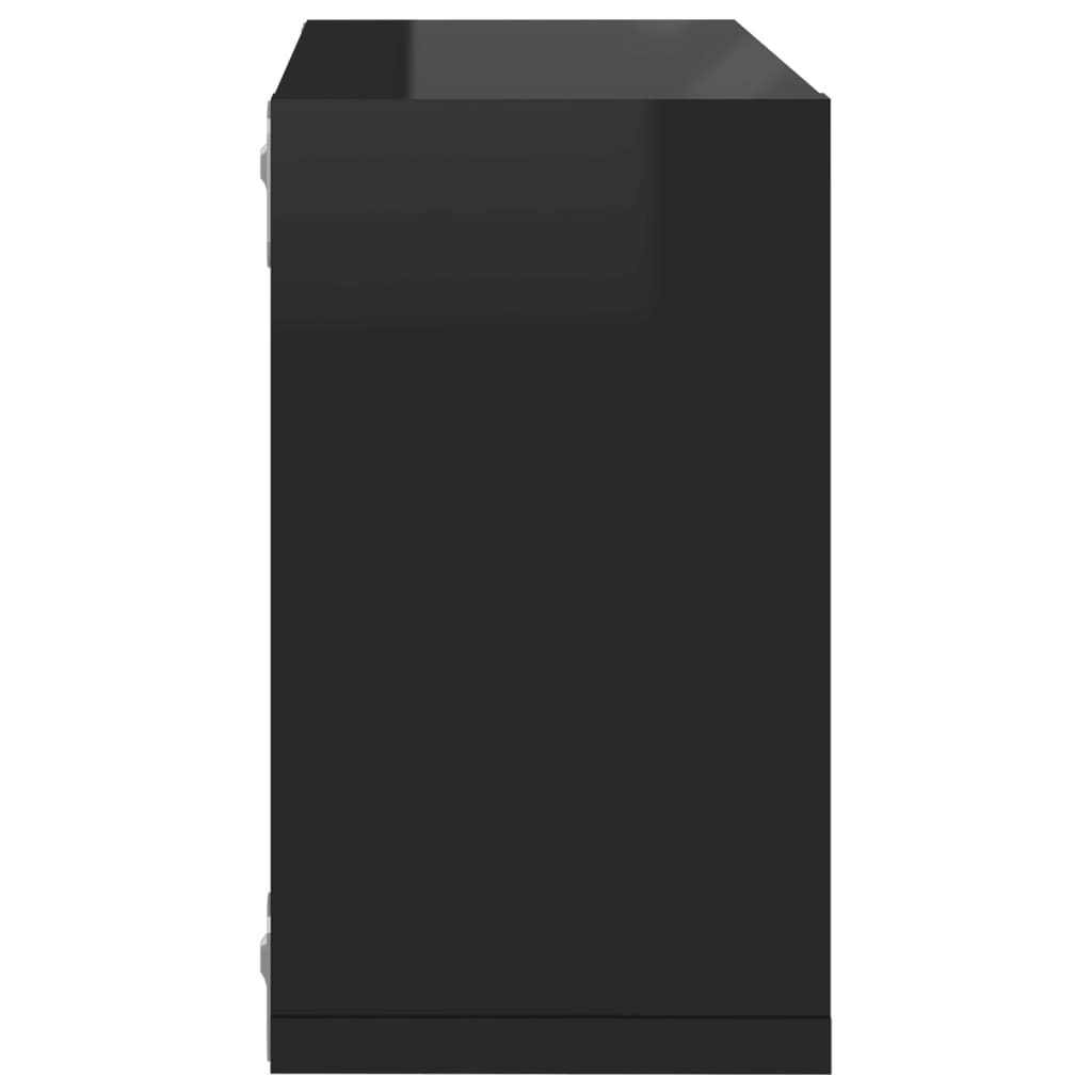 vidaXL Estantes cubos pared 6 uds negro brillante 26x15x26 cm