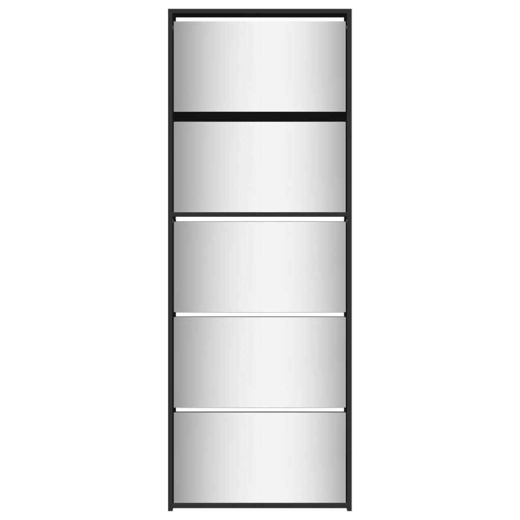 vidaXL Mueble zapatero con espejo 5 niveles negro 63x17x169,5 cm