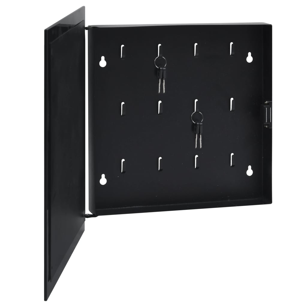 vidaXL Caja de llaves con tablero magnético negra 35x35x5,5 cm