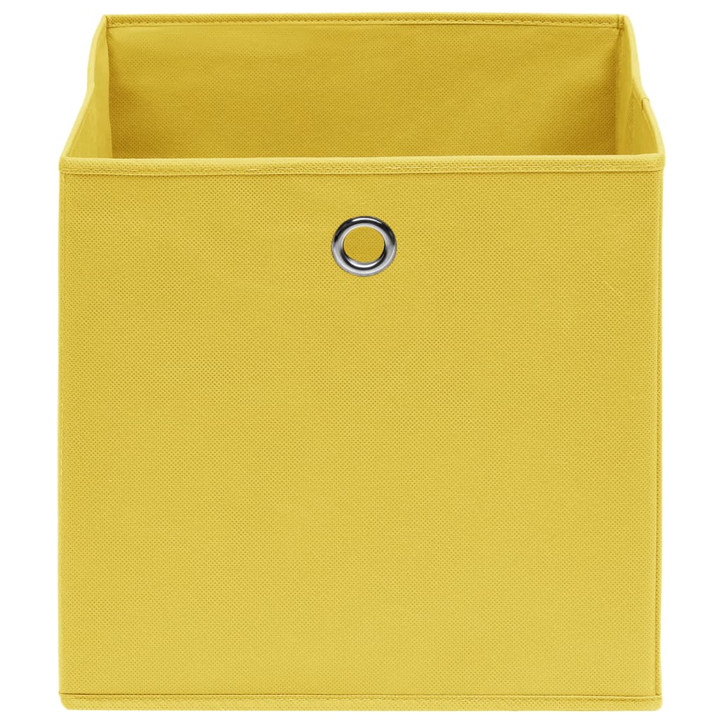 vidaXL Cajas de almacenaje 4 uds tela amarillo 32x32x32 cm