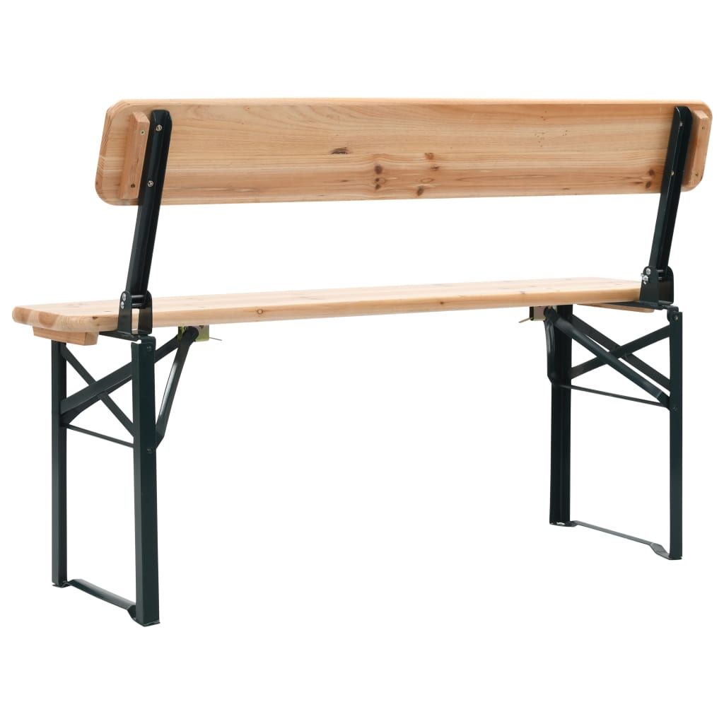 vidaXL Mesa de jardín plegable con 2 bancos madera de abeto 118 cm