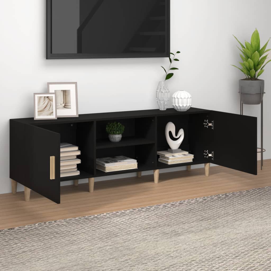 vidaXL Mueble para TV madera contrachapada negro 150x30x50 cm