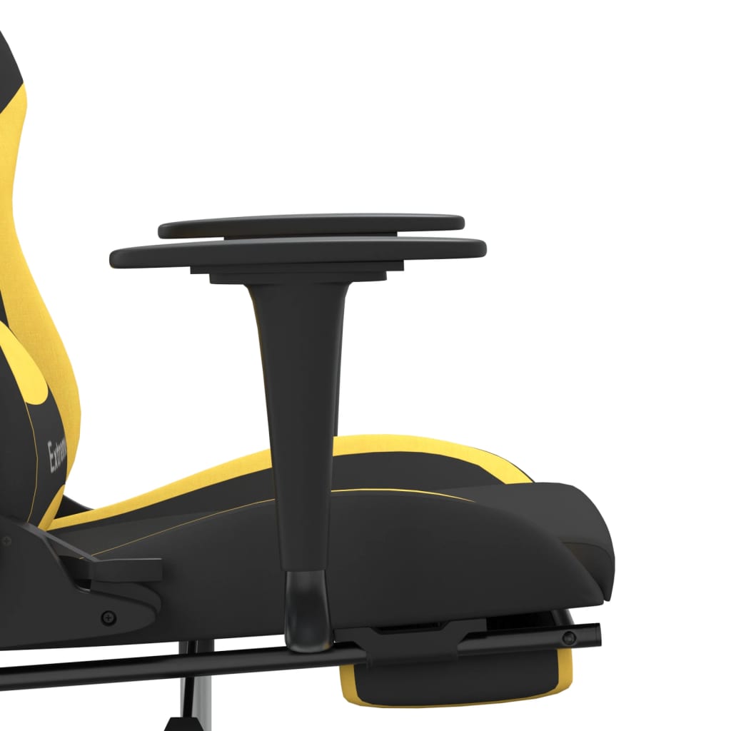 vidaXL Silla gaming de masaje con reposapiés tela negro y amarillo