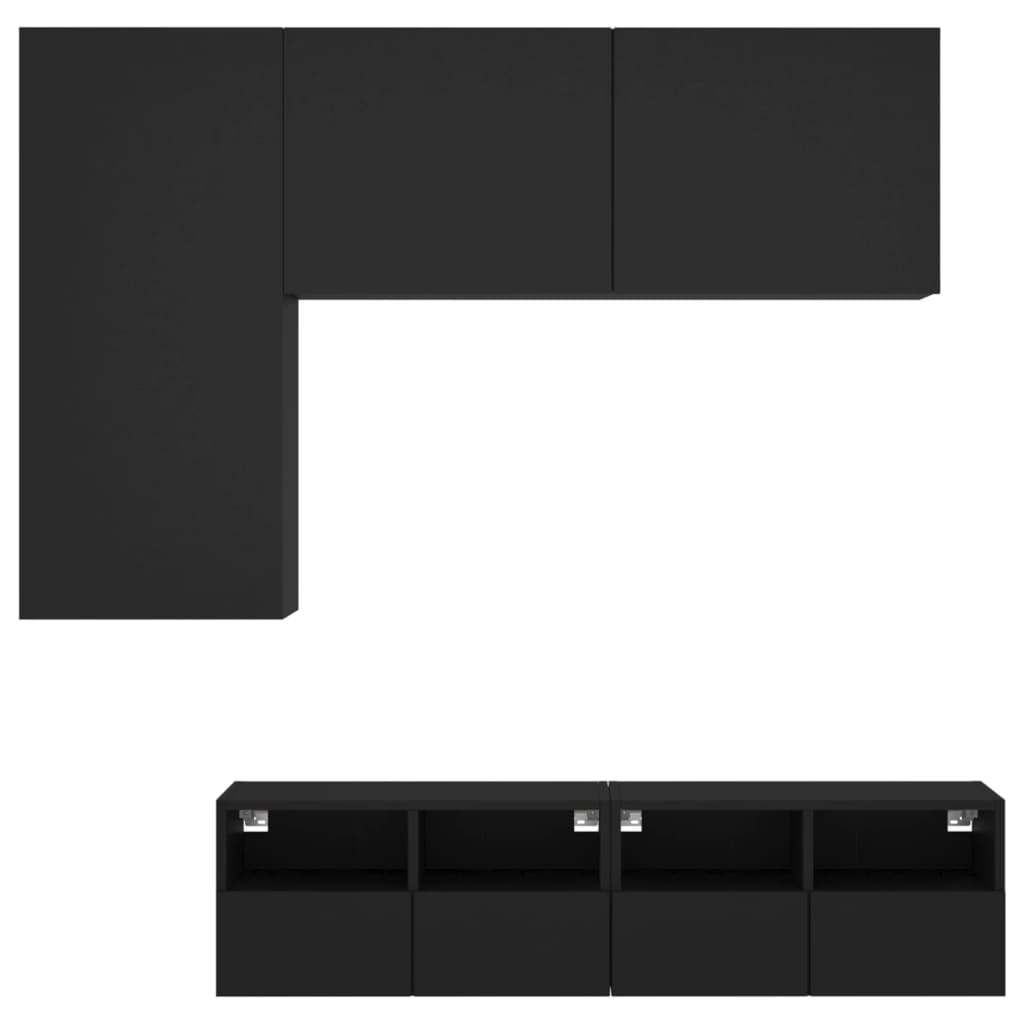 vidaXL Muebles de TV de pared 4 piezas madera de ingeniería negro