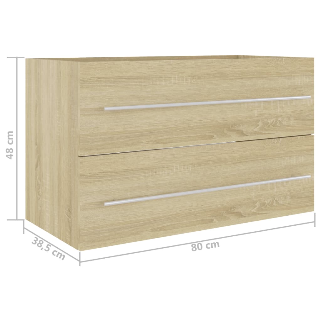 vidaXL Mueble de lavabo madera de ingeniería roble Sonoma 80x38,5x48cm