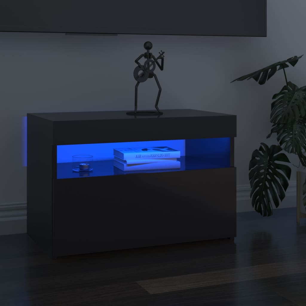 vidaXL Muebles de TV con luces LED 2 uds gris brillante 60x35x40 cm