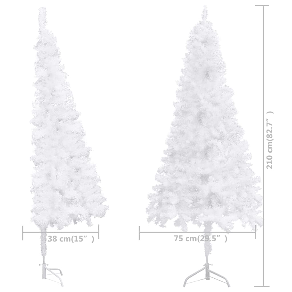 vidaXL Árbol de Navidad artificial de esquina blanco 210 cm PVC