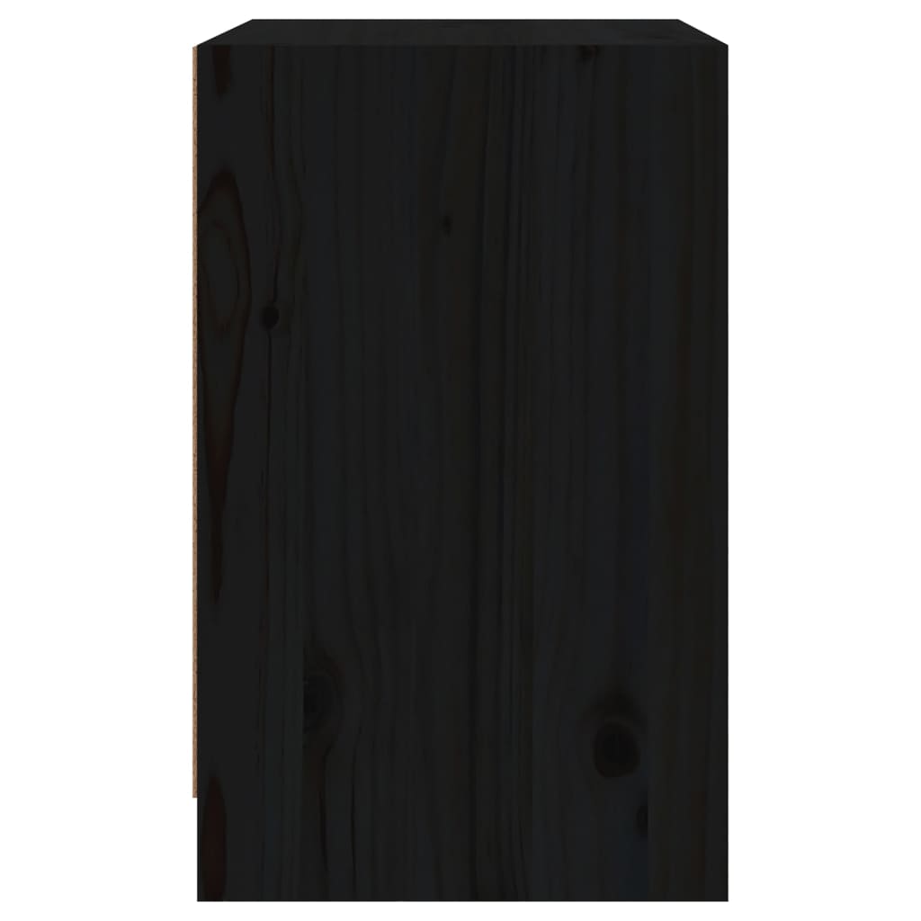 vidaXL Mesita de noche madera maciza de pino negro 40x31x50 cm