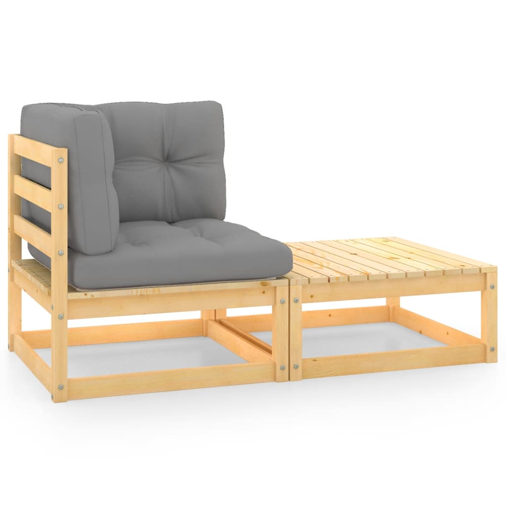 vidaXL Set de muebles de jardín 2 piezas con cojines madera de pino