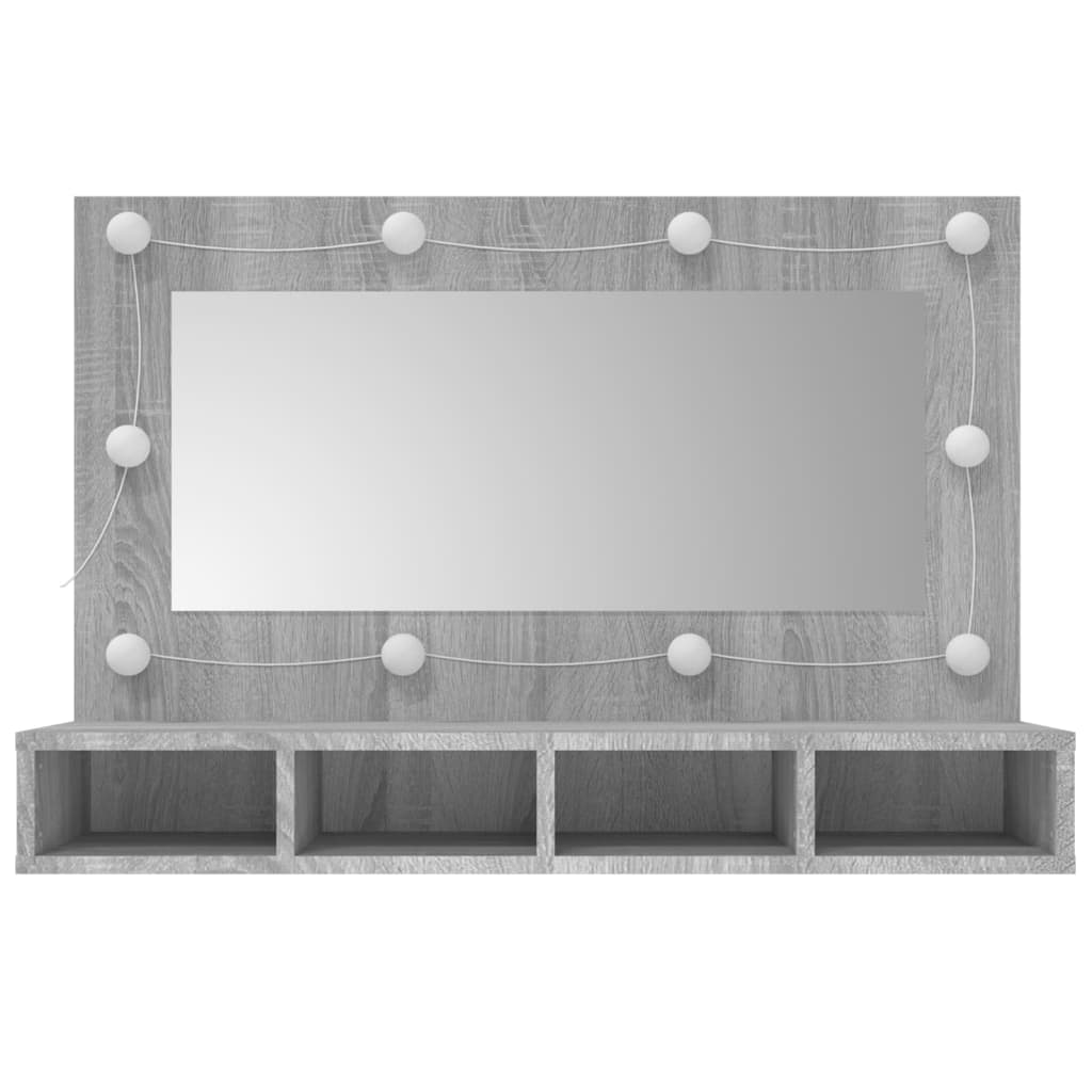 vidaXL Mueble con espejo y LED color gris Sonoma 90x31,5x62 cm