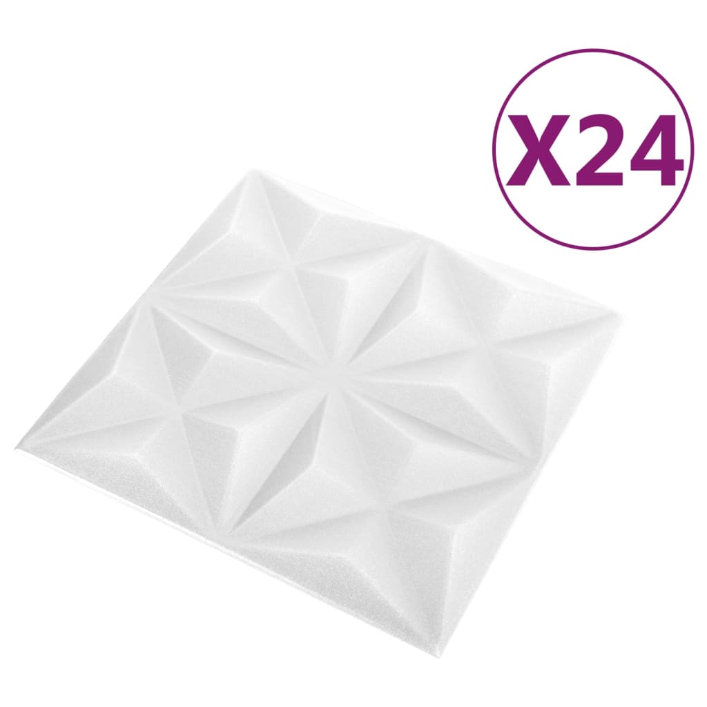 vidaXL Paneles de pared 3D 24 unidades blanco origami 6 m² 50x50 cm