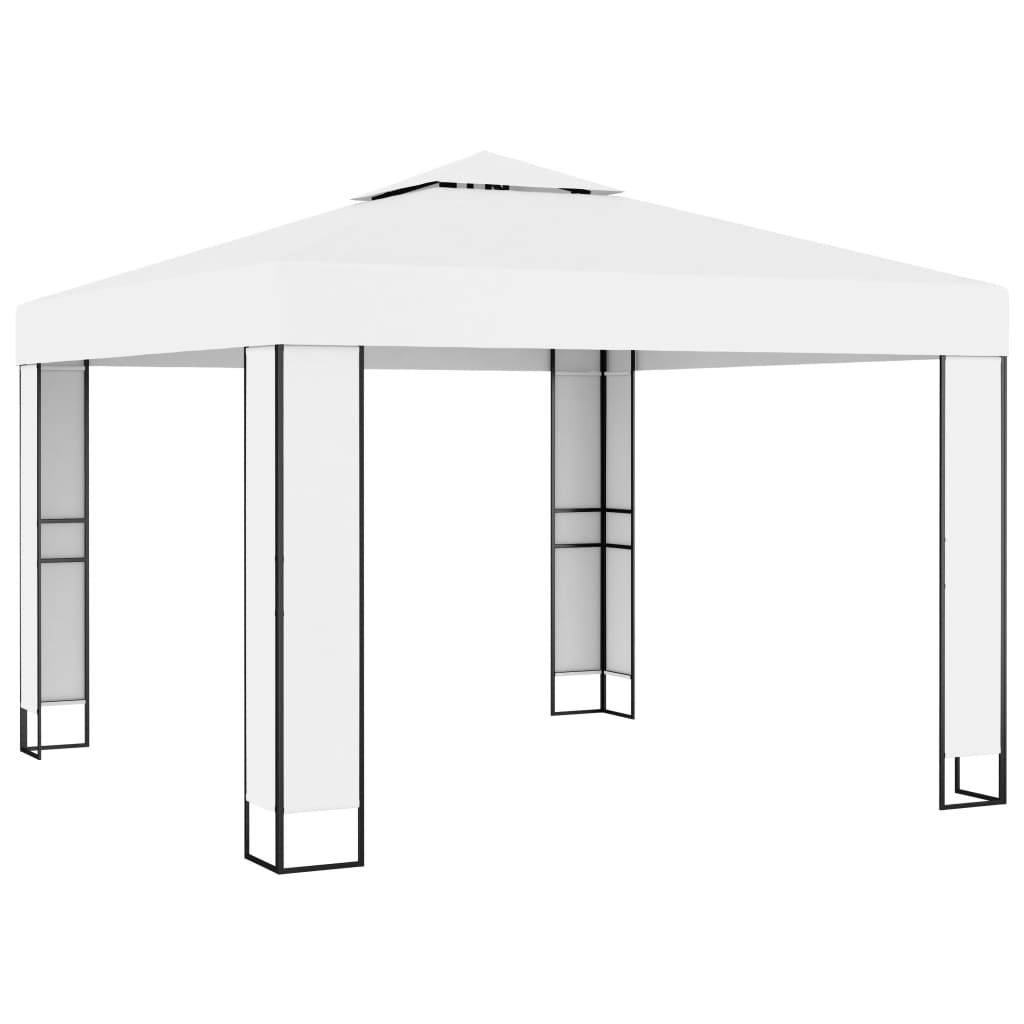 vidaXL Cenador con doble techo y tira de luces LED blanco 3x3 m
