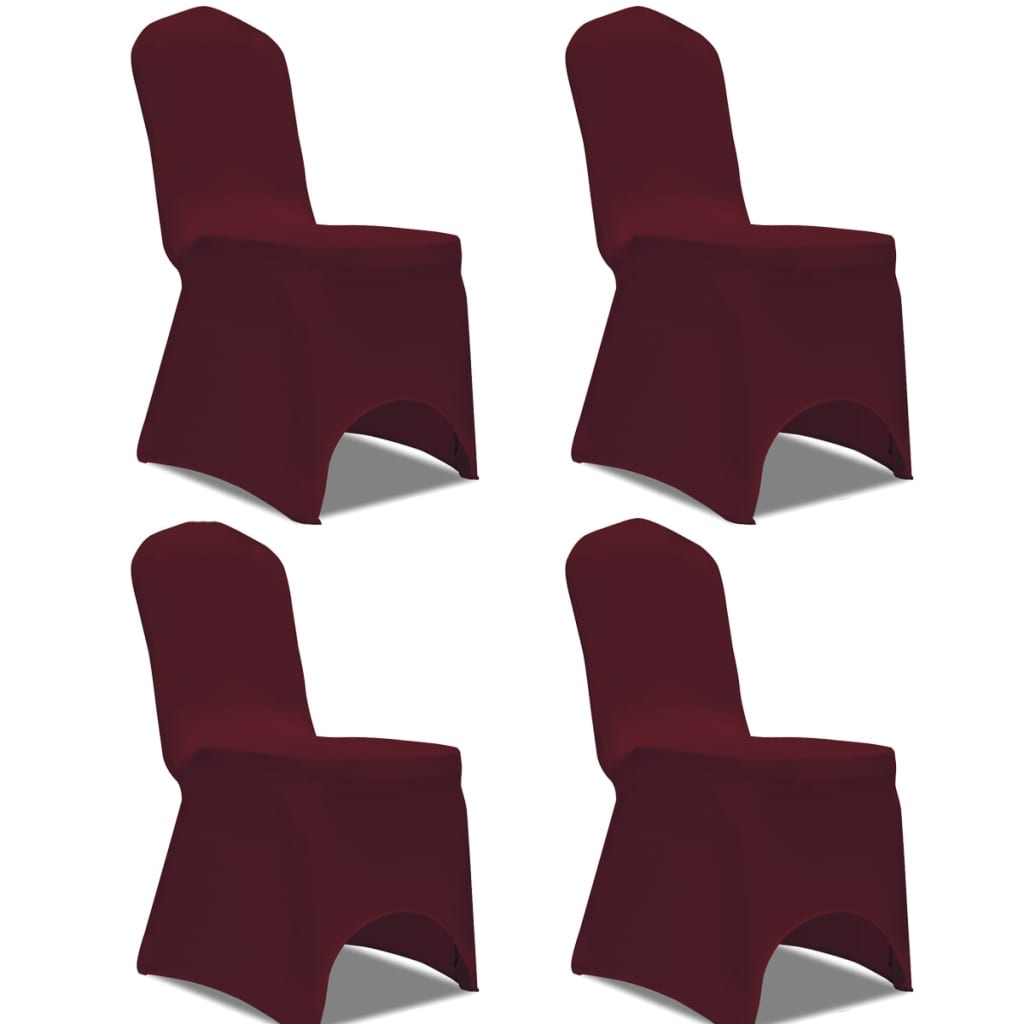 vidaXL Funda para silla elástica 4 unidades burdeos