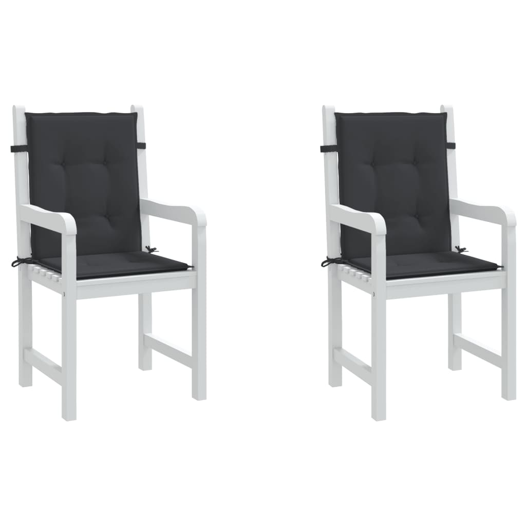 vidaXL Cojín de silla de jardín respaldo bajo 2 uds tela Oxford negro