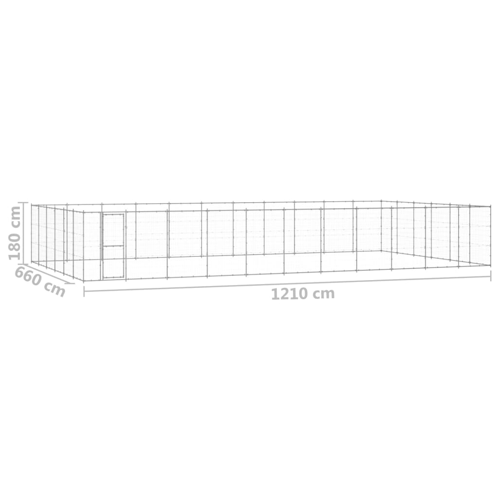 vidaXL Perrera de exterior de acero galvanizado 79,86 m²