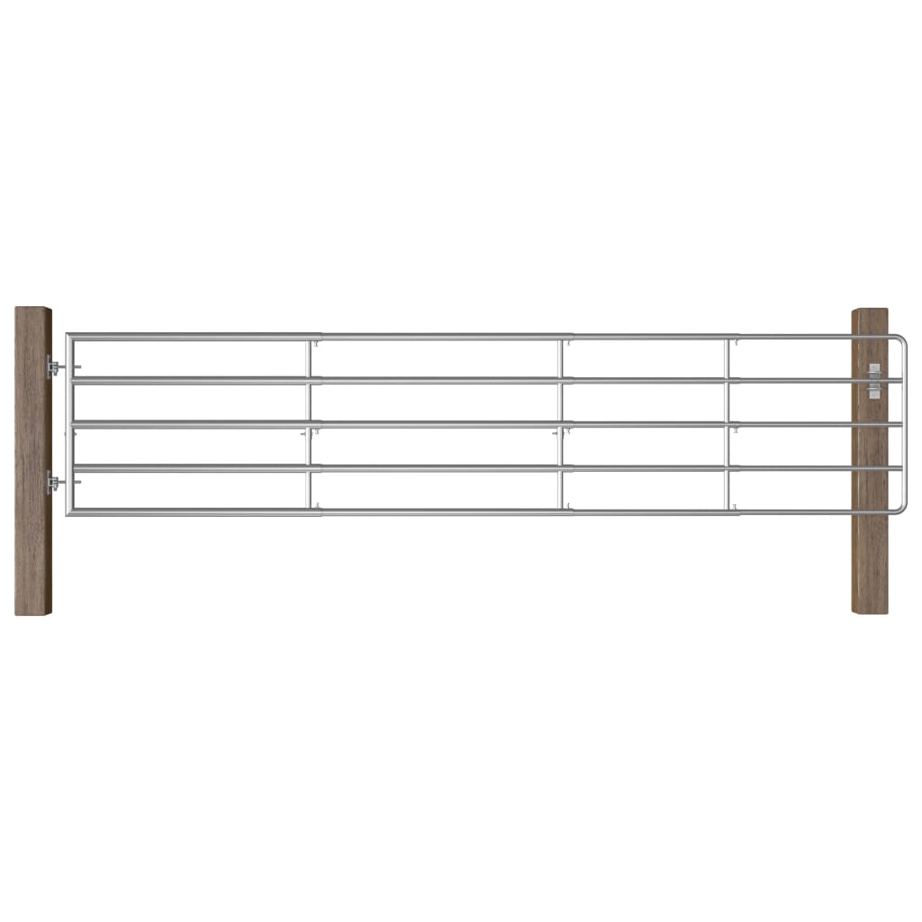 vidaXL Cancela de 5 barras para campo acero plateado (150-400)x90 cm