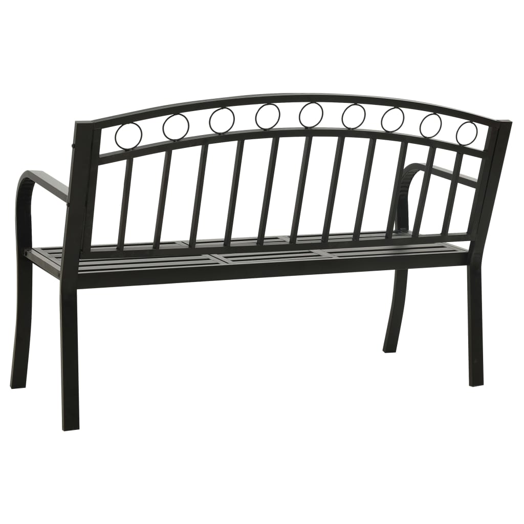 vidaXL Banco de jardín con mesa acero negro 125 cm