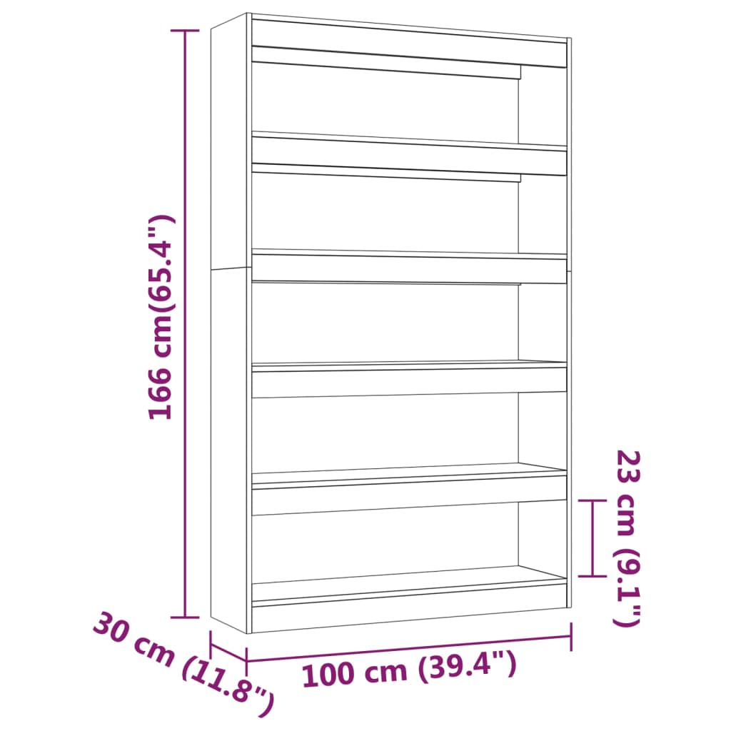vidaXL Estantería/divisor de espacios roble ahumado 100x30x166 cm