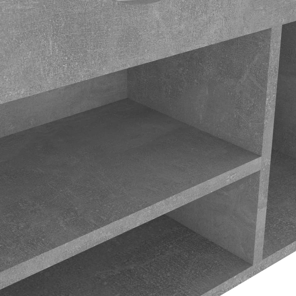 vidaXL Banco zapatero cojín contrachapada gris hormigón 104x30x49 cm