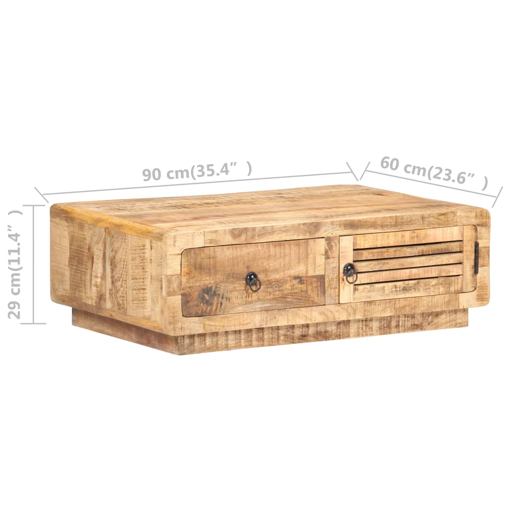 vidaXL Mesa de centro madera de mango rugosa 90x60x29 cm