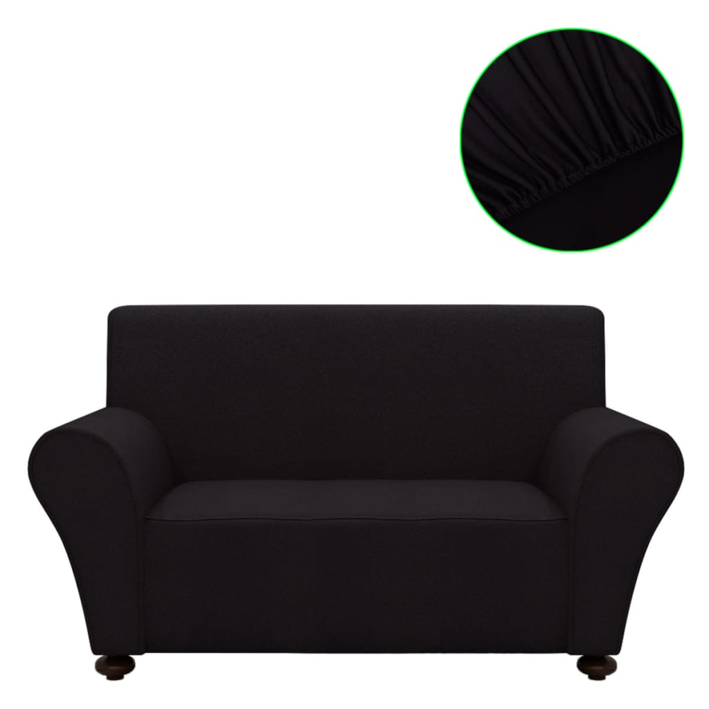 131080 vidaXL Stretch Couch Slipcover Black Polyester Jersey