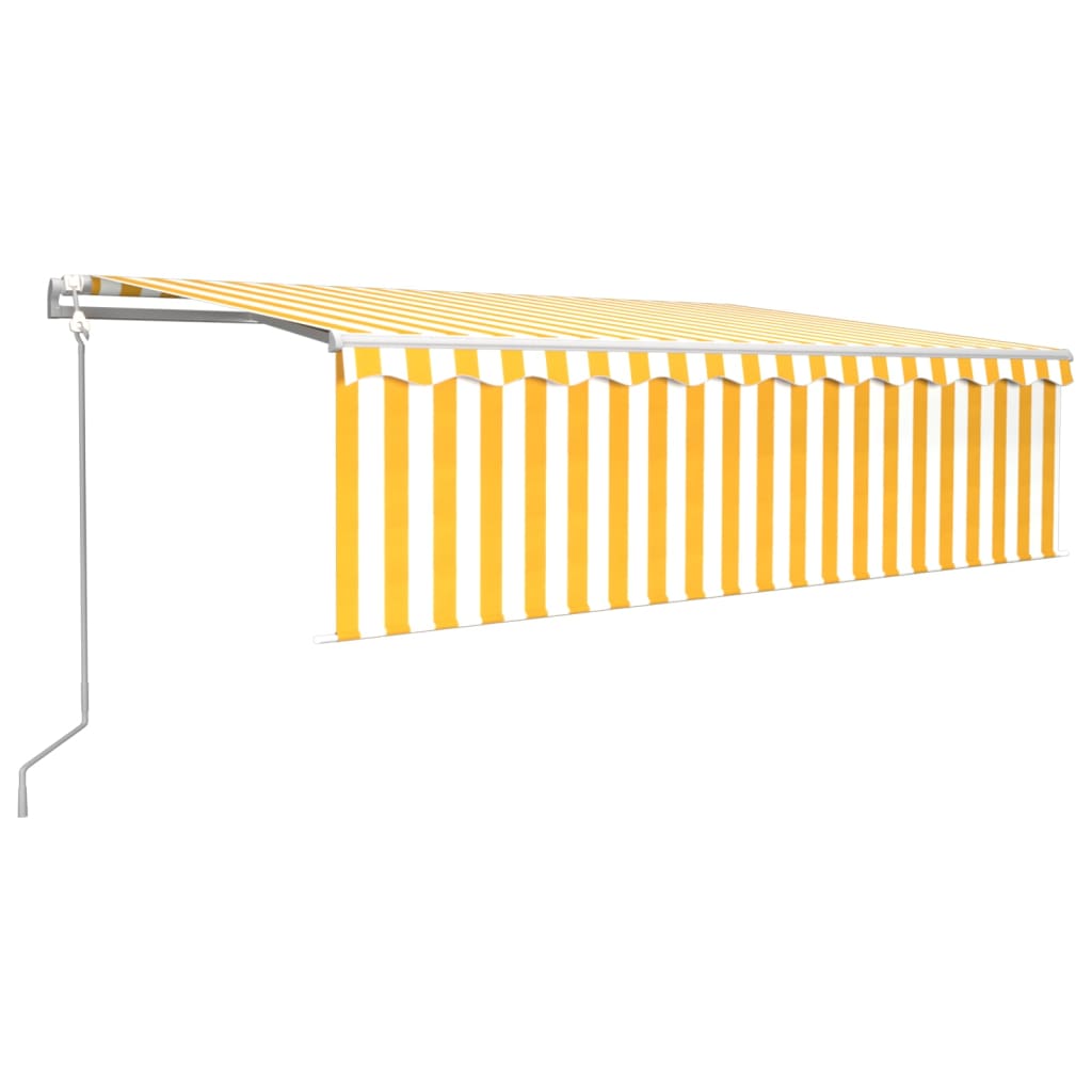 vidaXL Toldo automático retráctil con persiana amarillo y blanco 5x3 m