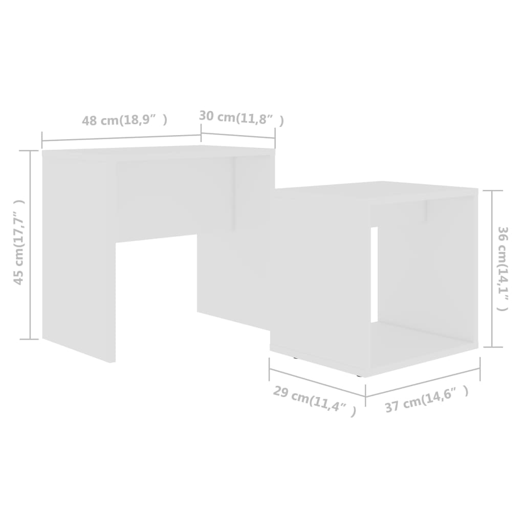 vidaXL Juego de mesas de centro madera contrachapada blanco 48x30x45cm