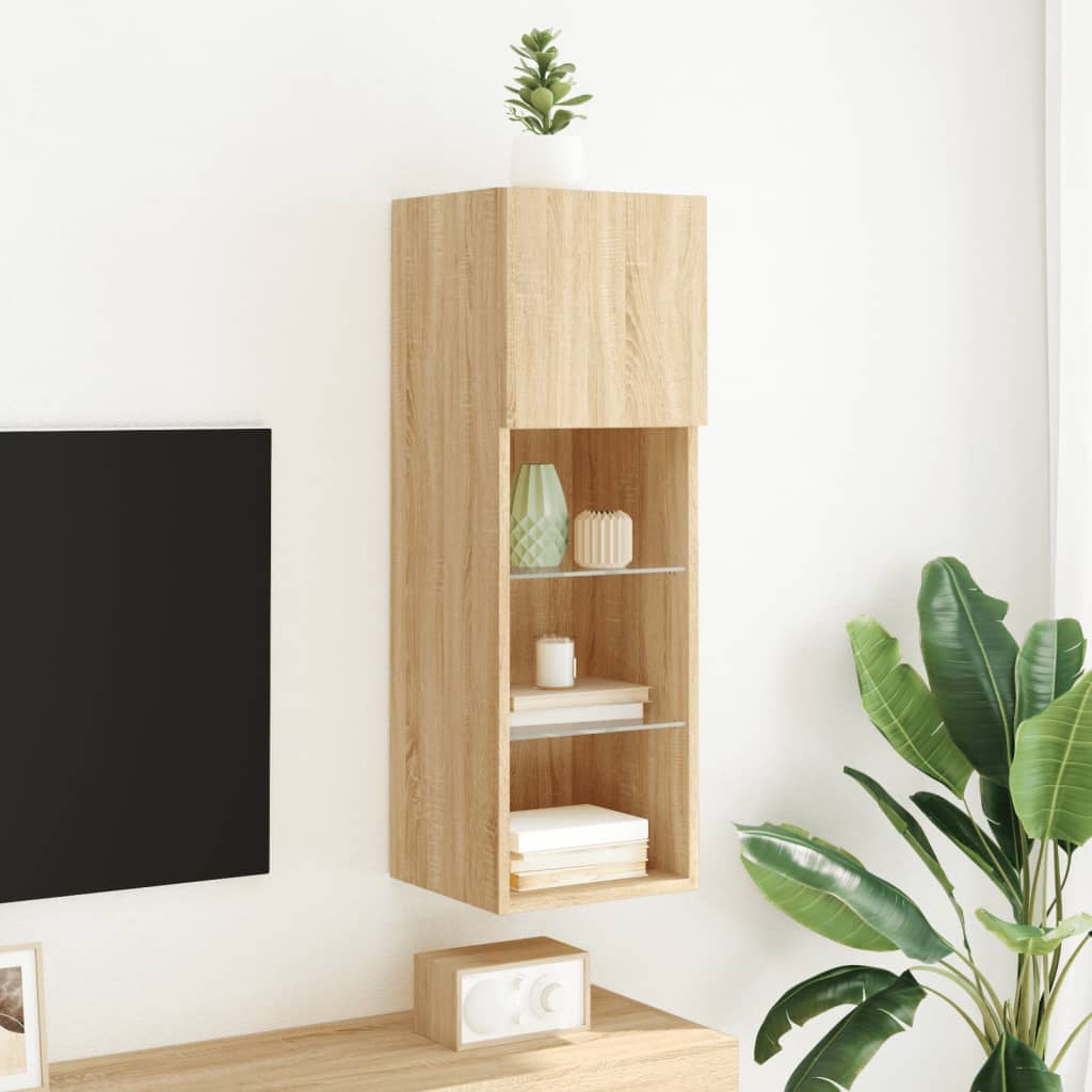 vidaXL Mueble para TV con luces LED roble Sonoma 30,5x30x90 cm