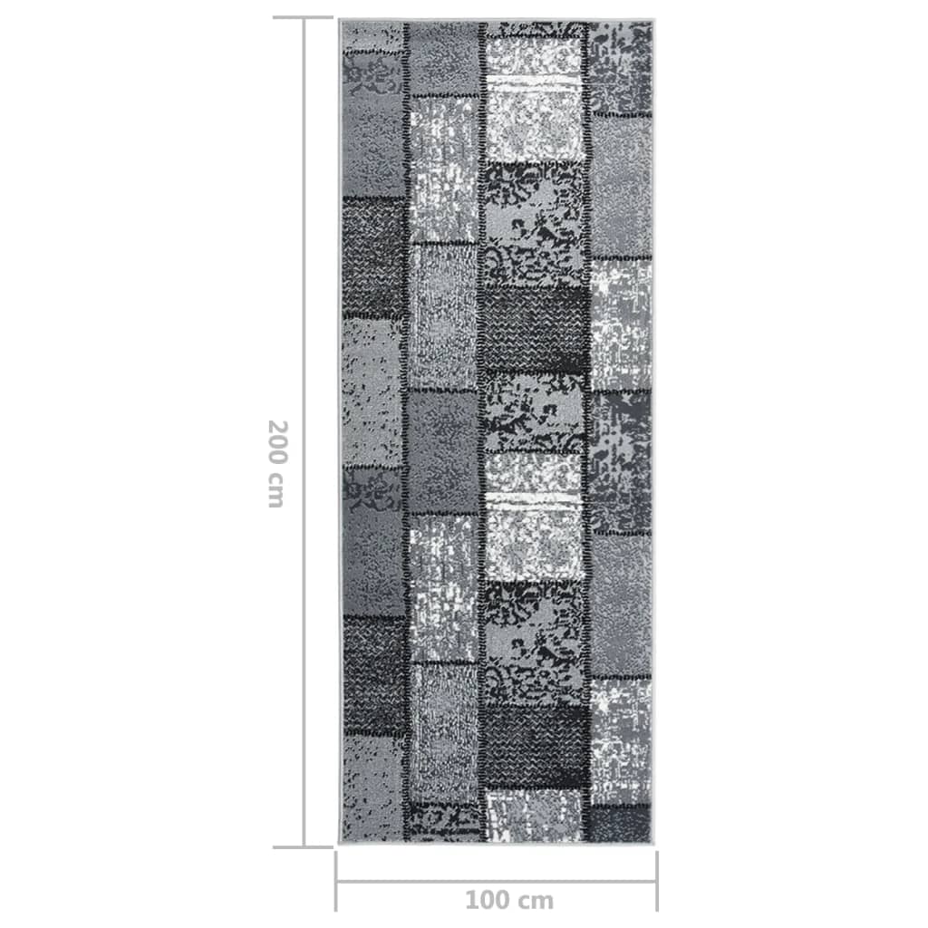 vidaXL Alfombra de pasillo BCF gris con estampado de bloques 100x200cm