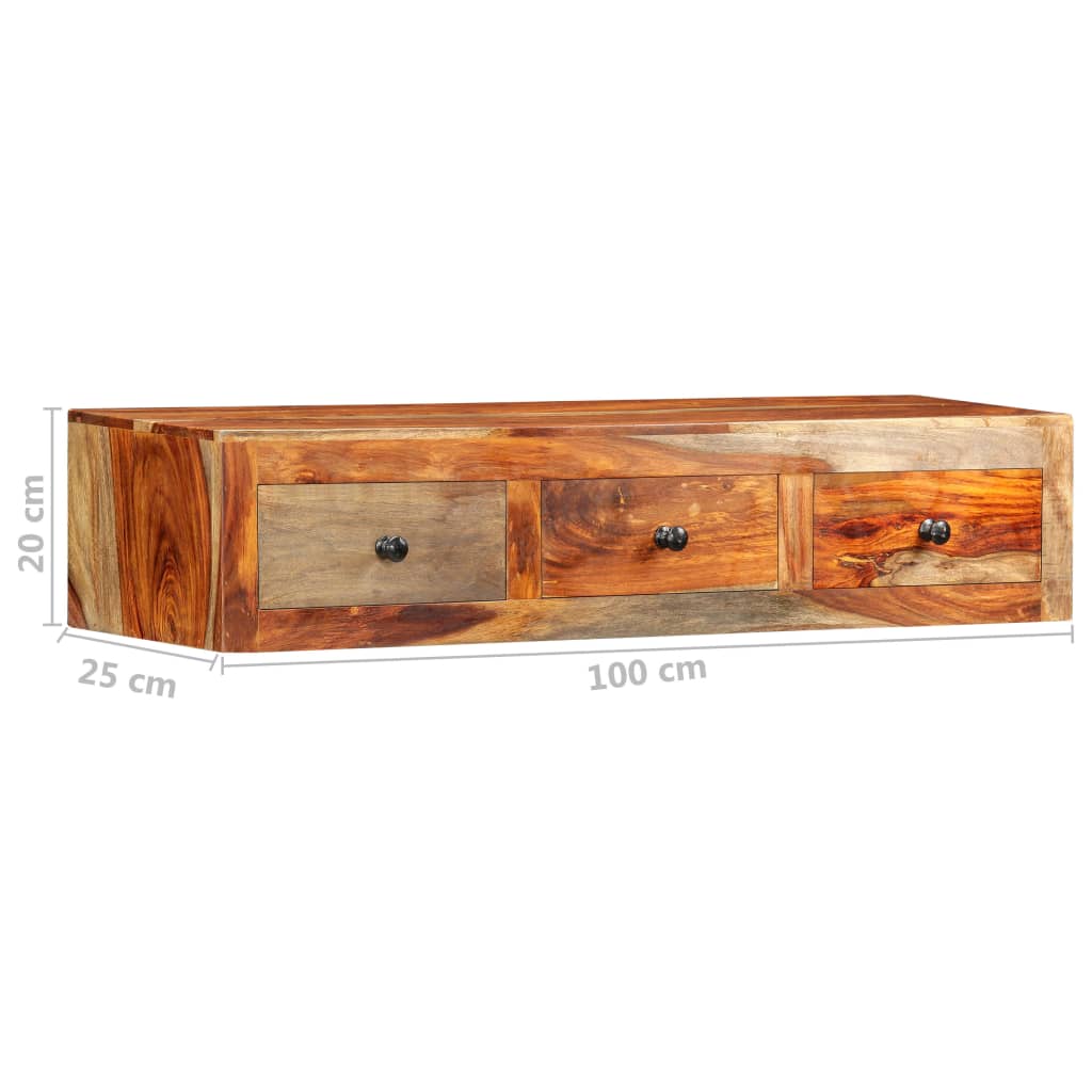 vidaXL Mesa consola de pared madera maciza de Sheesham 100x25x20 cm
