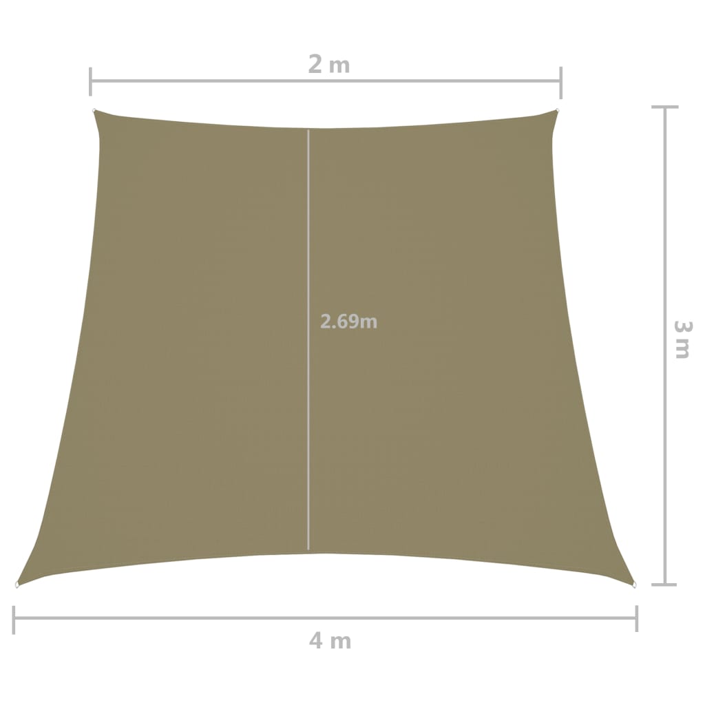 vidaXL Toldo de vela trapezoidal de tela oxford beige 2/4x3 m