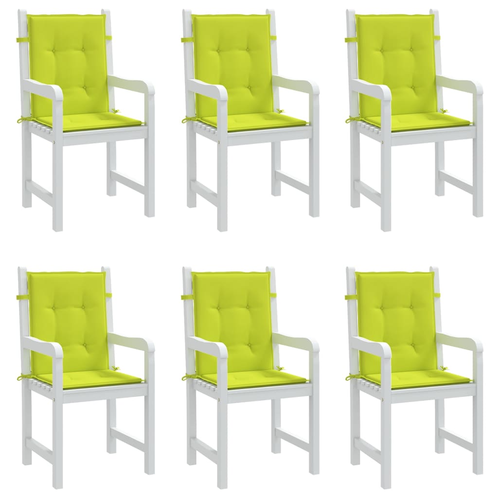 vidaXL Cojín silla jardín respaldo bajo 6 uds tela Oxford verde claro