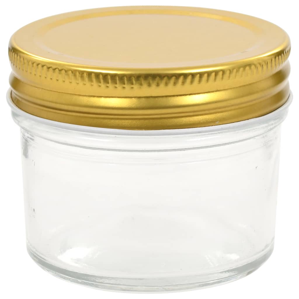 vidaXL Tarros de mermelada de vidrio tapa dorada 96 uds 110 ml