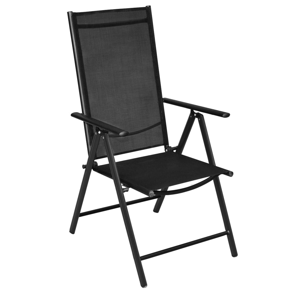 vidaXL Comedor de jardín con sillas plegables 7 piezas aluminio negro