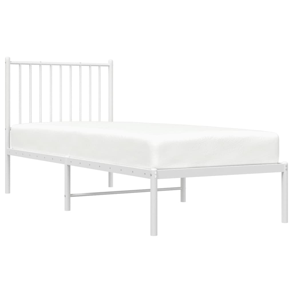 vidaXL Estructura de cama de metal con cabecero blanco 75x190 cm