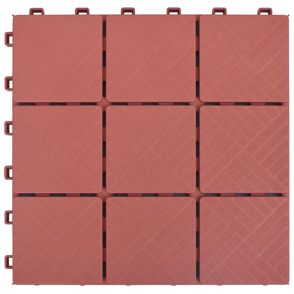 vidaXL Baldosas de terraza 10 uds plástico rojo 30,5x30,5 cm