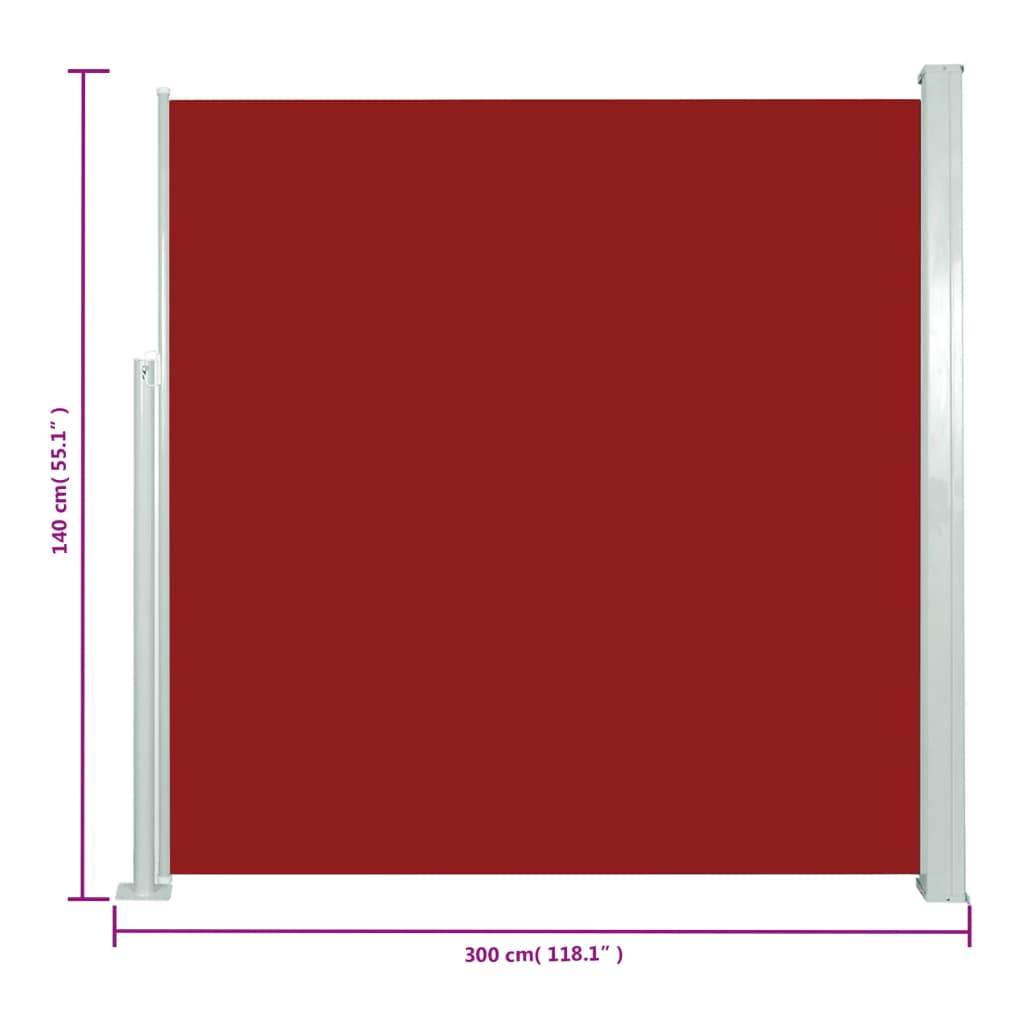 vidaXL Toldo lateral retráctil de jardín rojo 140x300 cm