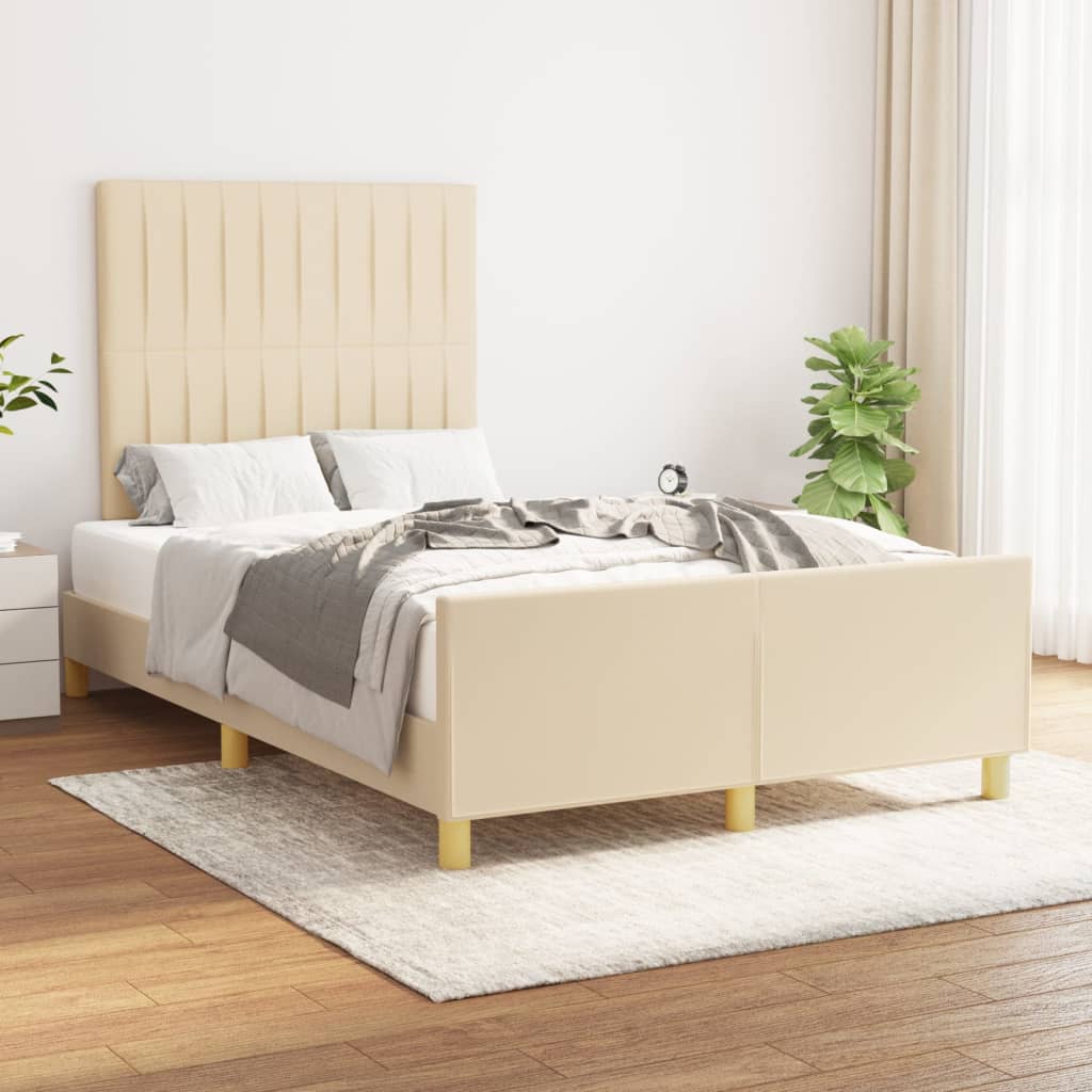 vidaXL Estructura de cama con cabecero de tela color crema 120x200 cm