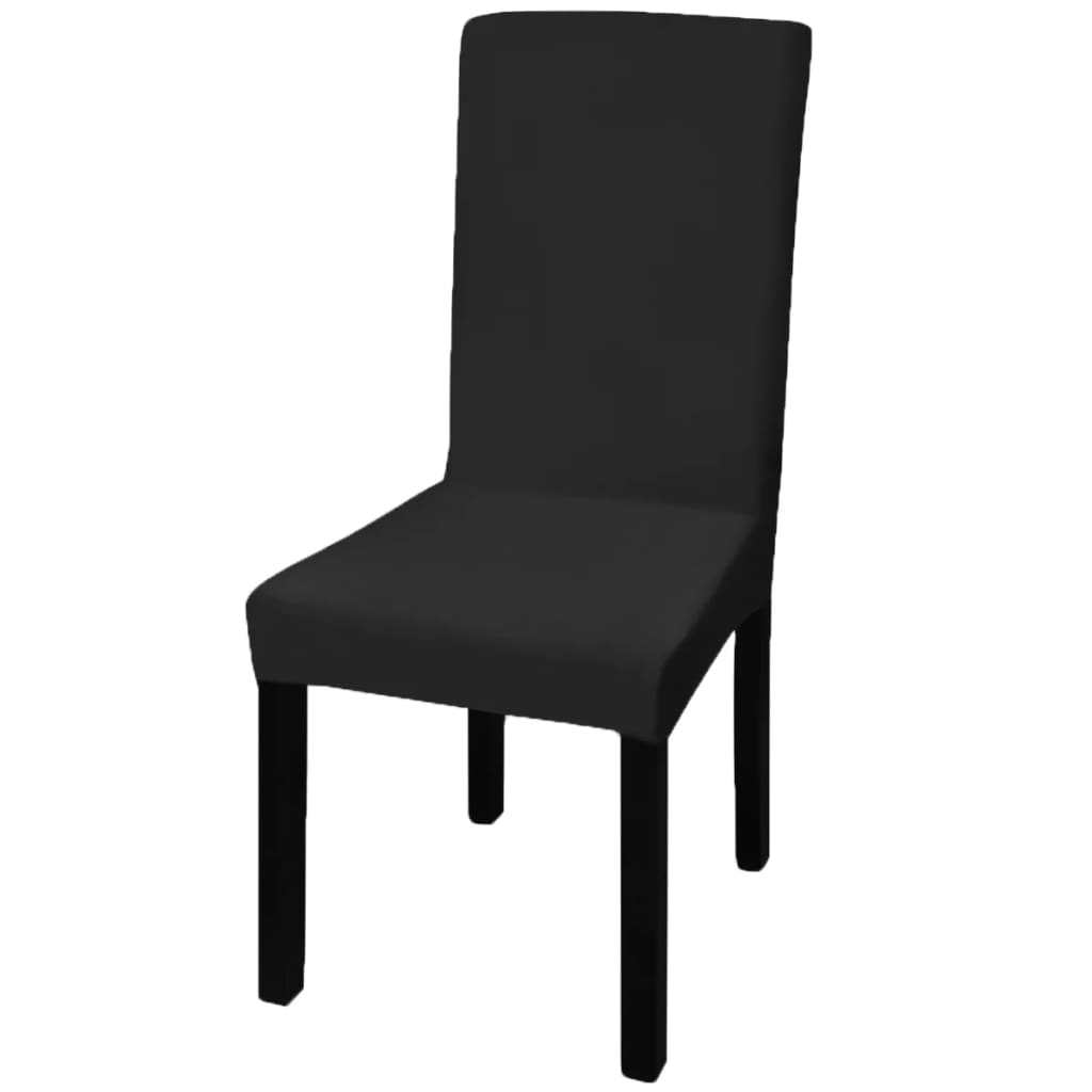 Funda para silla elástica recta 6 unidades negra
