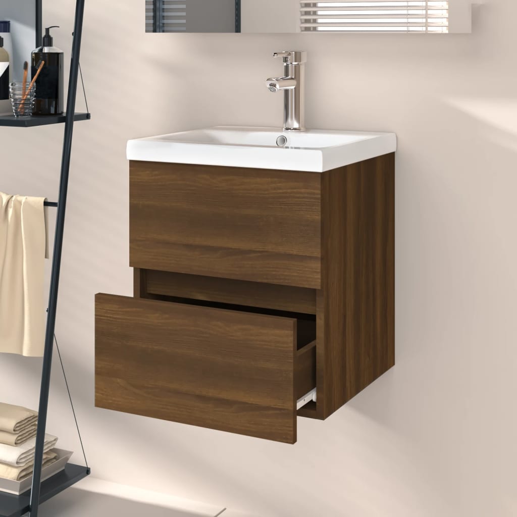 vidaXL Mueble de lavabo madera de ingeniería marrón roble 41x38,5x45cm