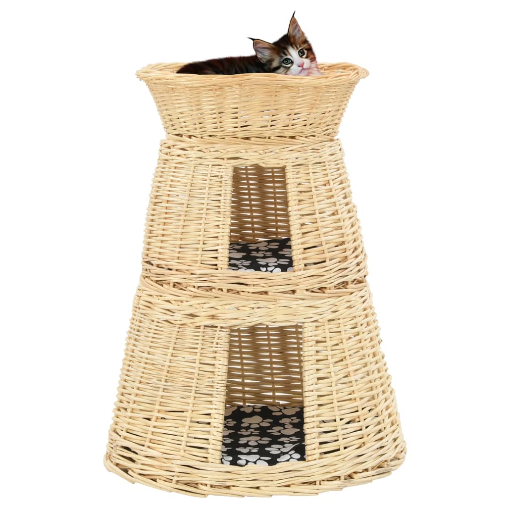 vidaXL Set cestas de gatos 3 uds. con cojines sauce natural 47x34x60cm