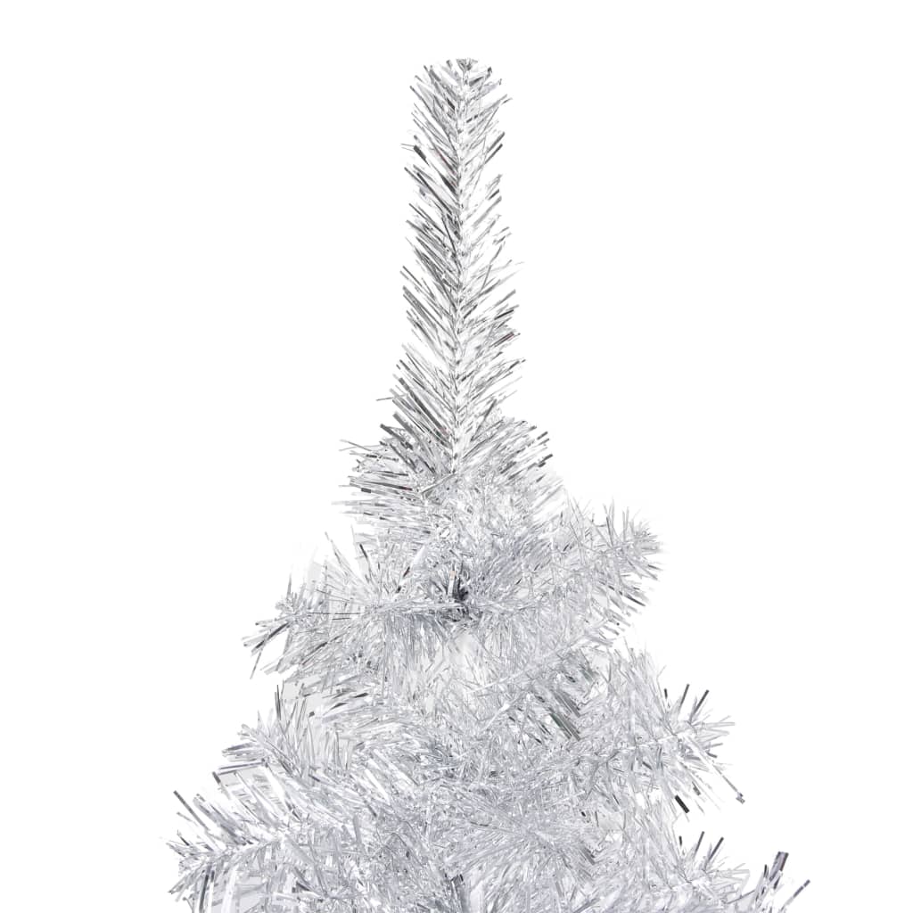 vidaXL Árbol de Navidad preiluminado luces y soporte plateado 150 cm