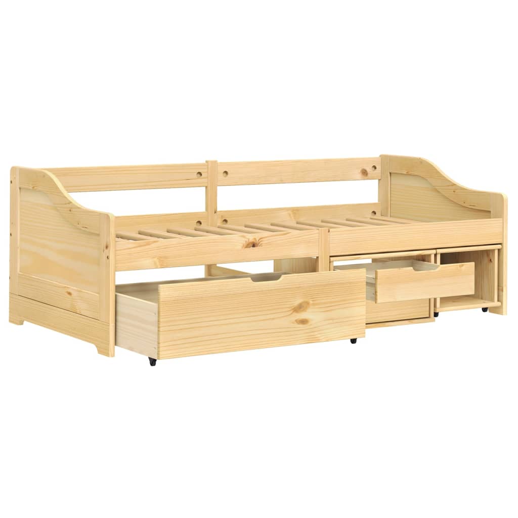 vidaXL Sofá cama con 3 cajones madera maciza pino IRUN 90x200cm