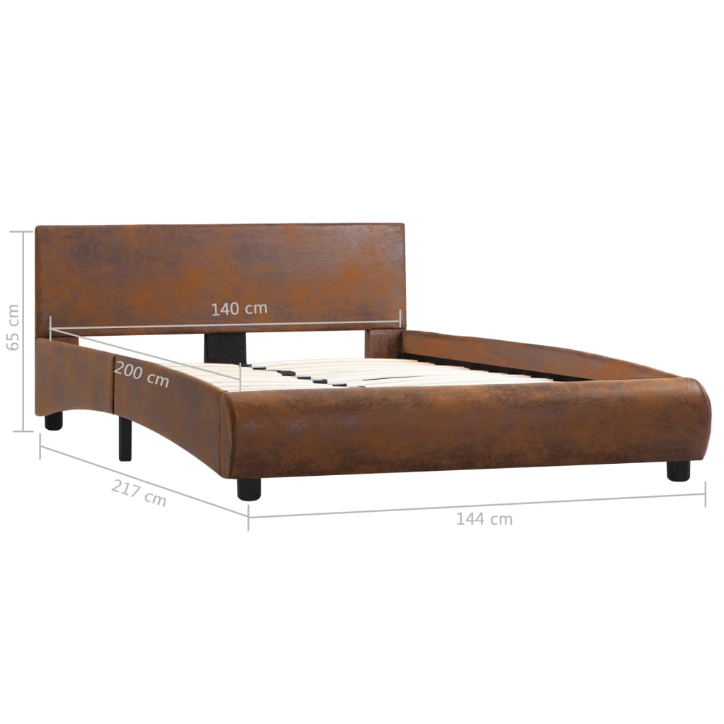 vidaXL Estructura de cama con LED tela marrón 140x200 cm