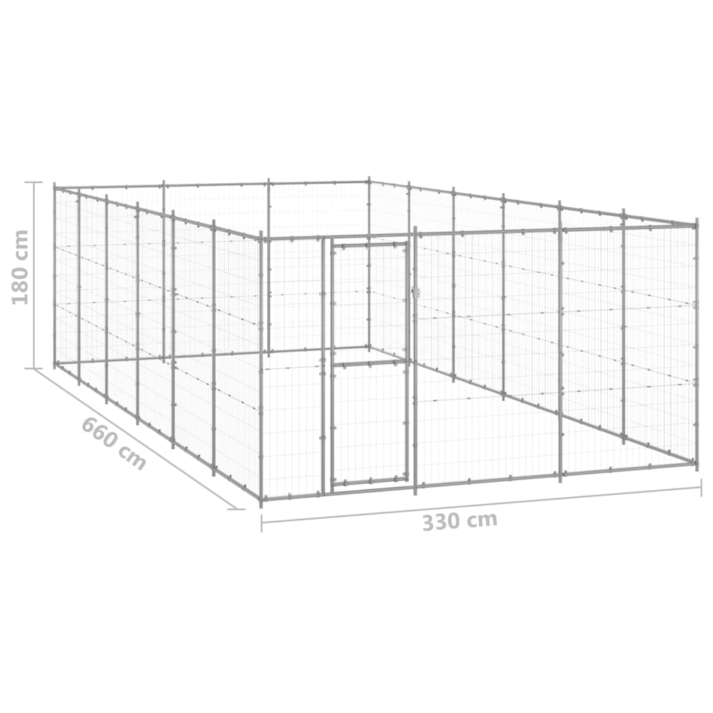 vidaXL Perrera de exterior de acero galvanizado 21,78 m²