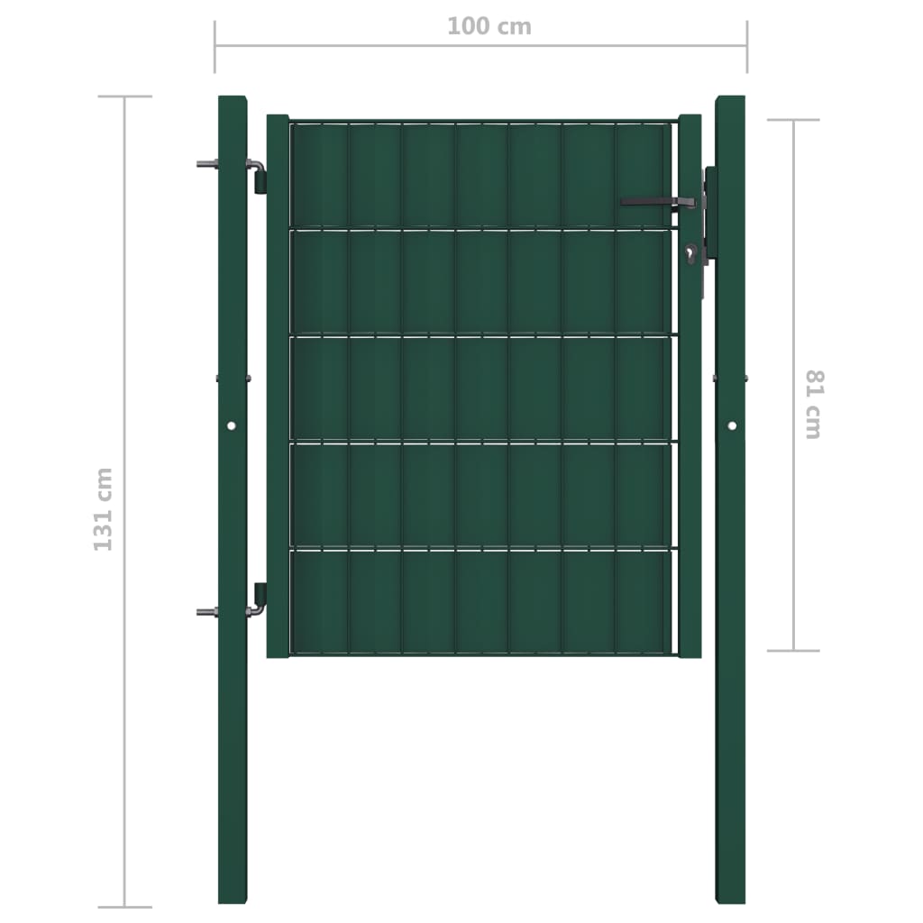 vidaXL Puerta de valla de PVC y acero verde 100x81 cm