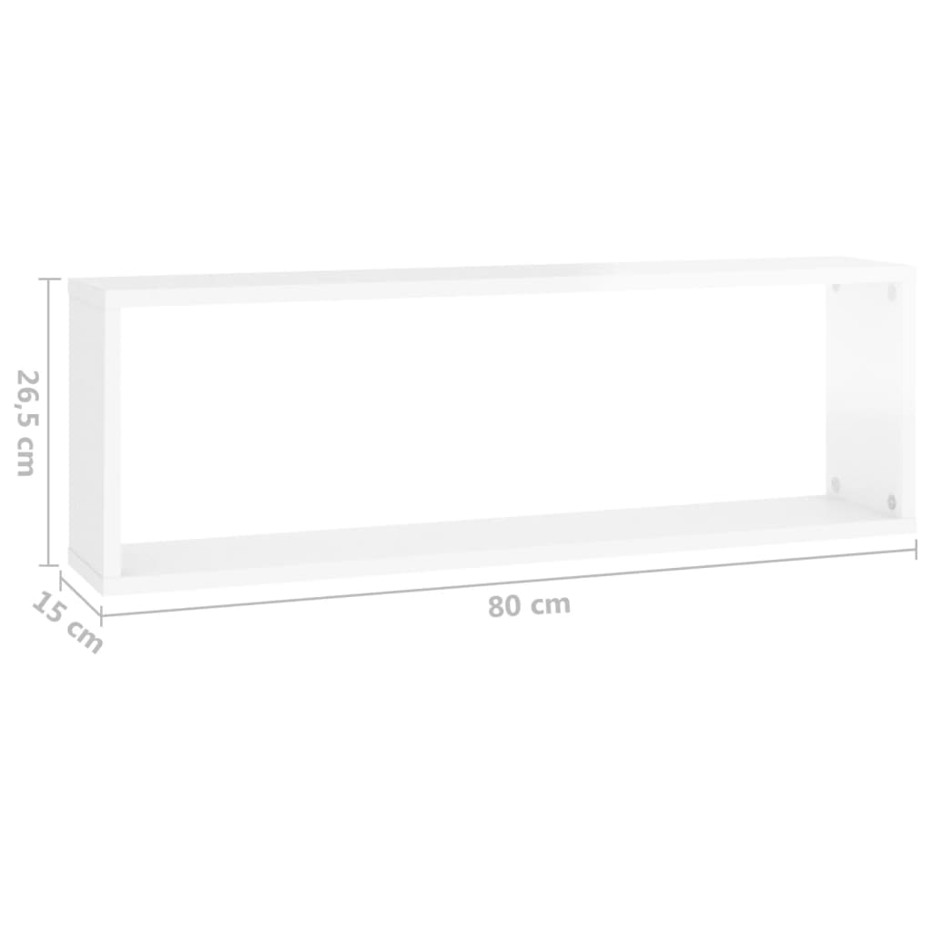vidaXL Estante de pared 4 uds contrachapado blanco brillo 80x15x26,5cm