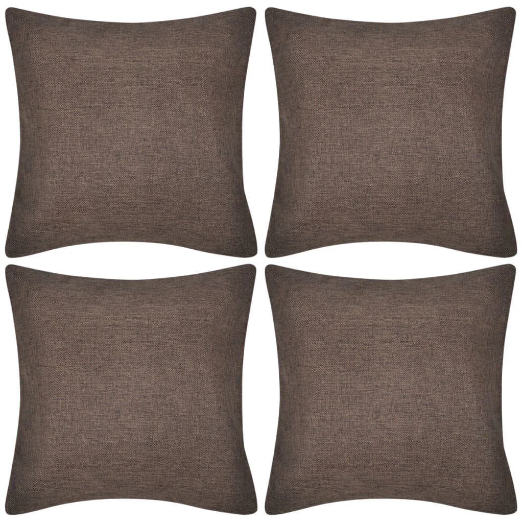 4 fundas marrones para cojines de imitación de lino, 50 x 50 cm