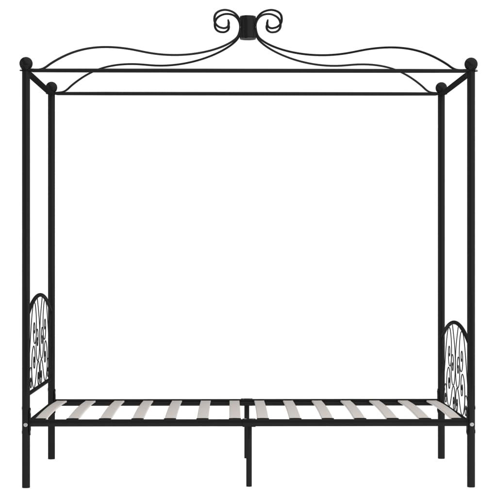 vidaXL Estructura de cama con dosel metal negro 100x200 cm