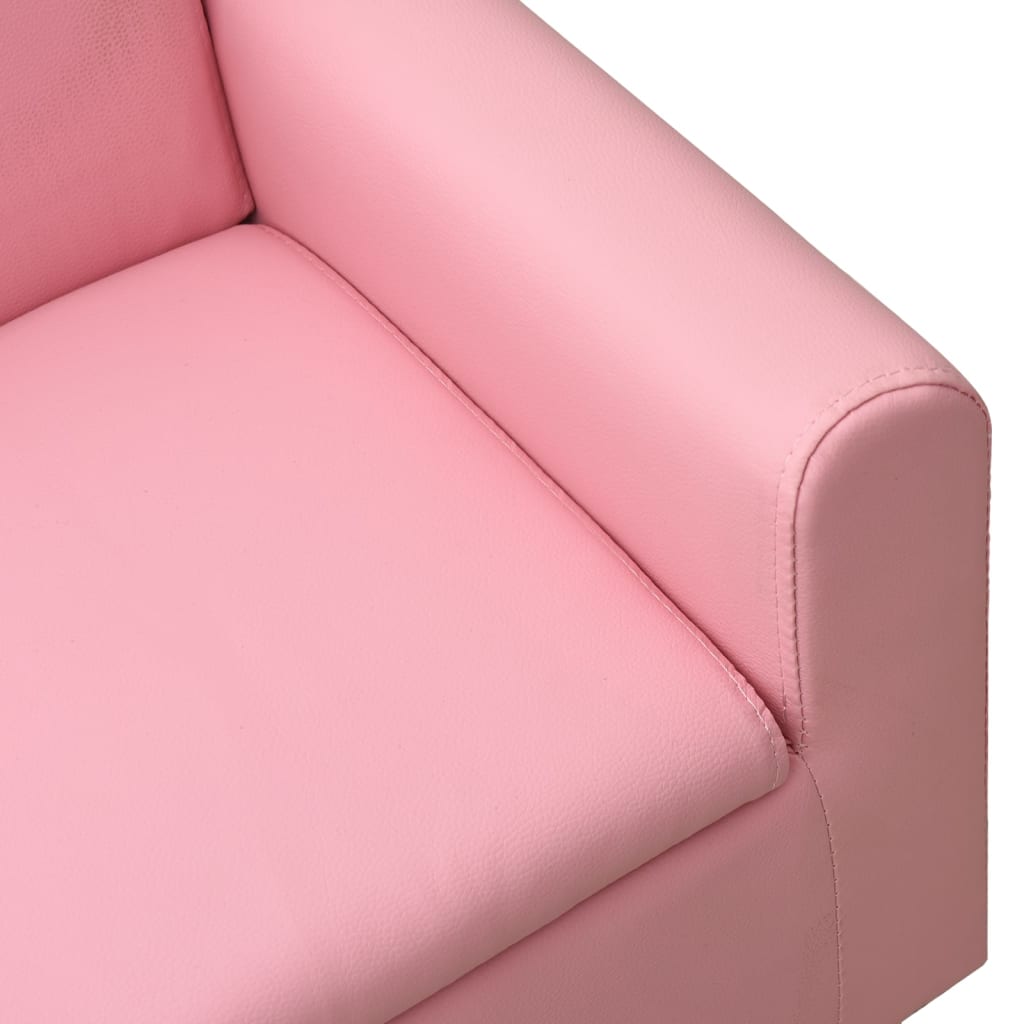 vidaXL Sofá infantil de cuero sintético rosa